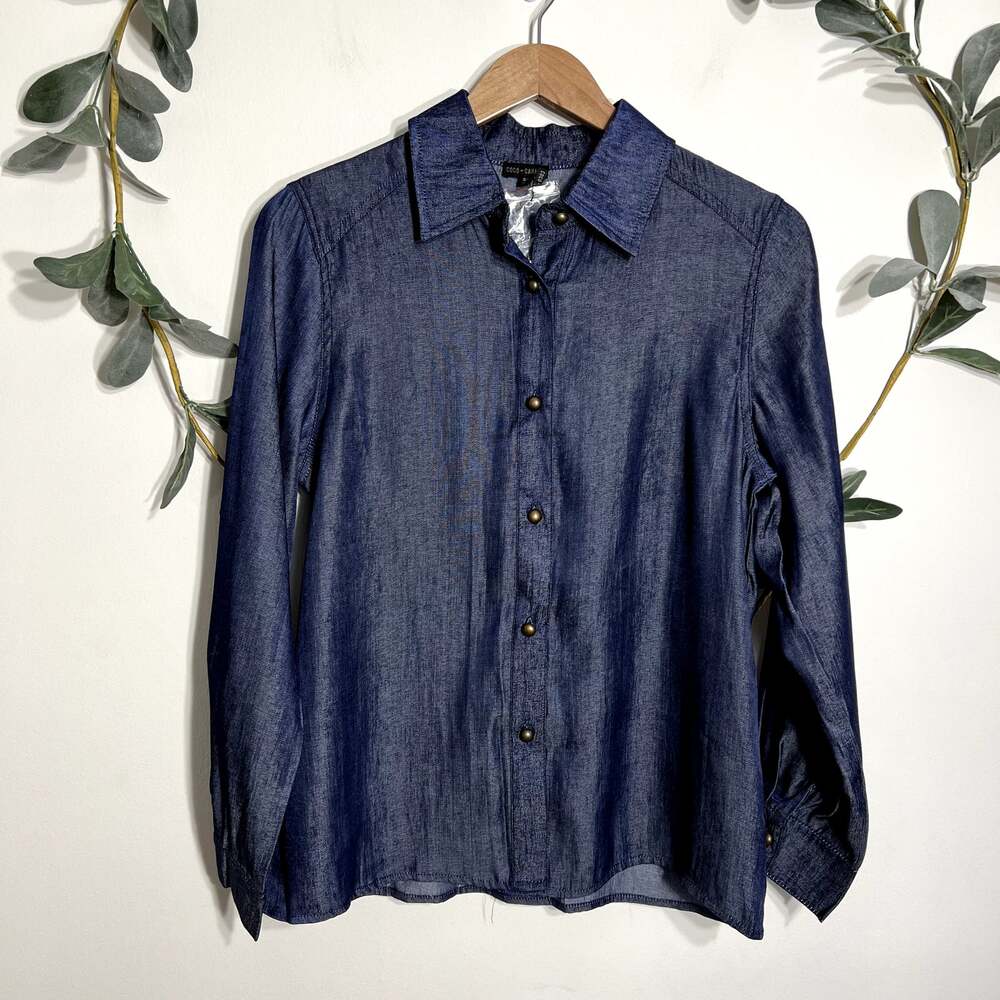 NWT Coco + Carmen Dark Wash Chambray Shirt LAST CALL